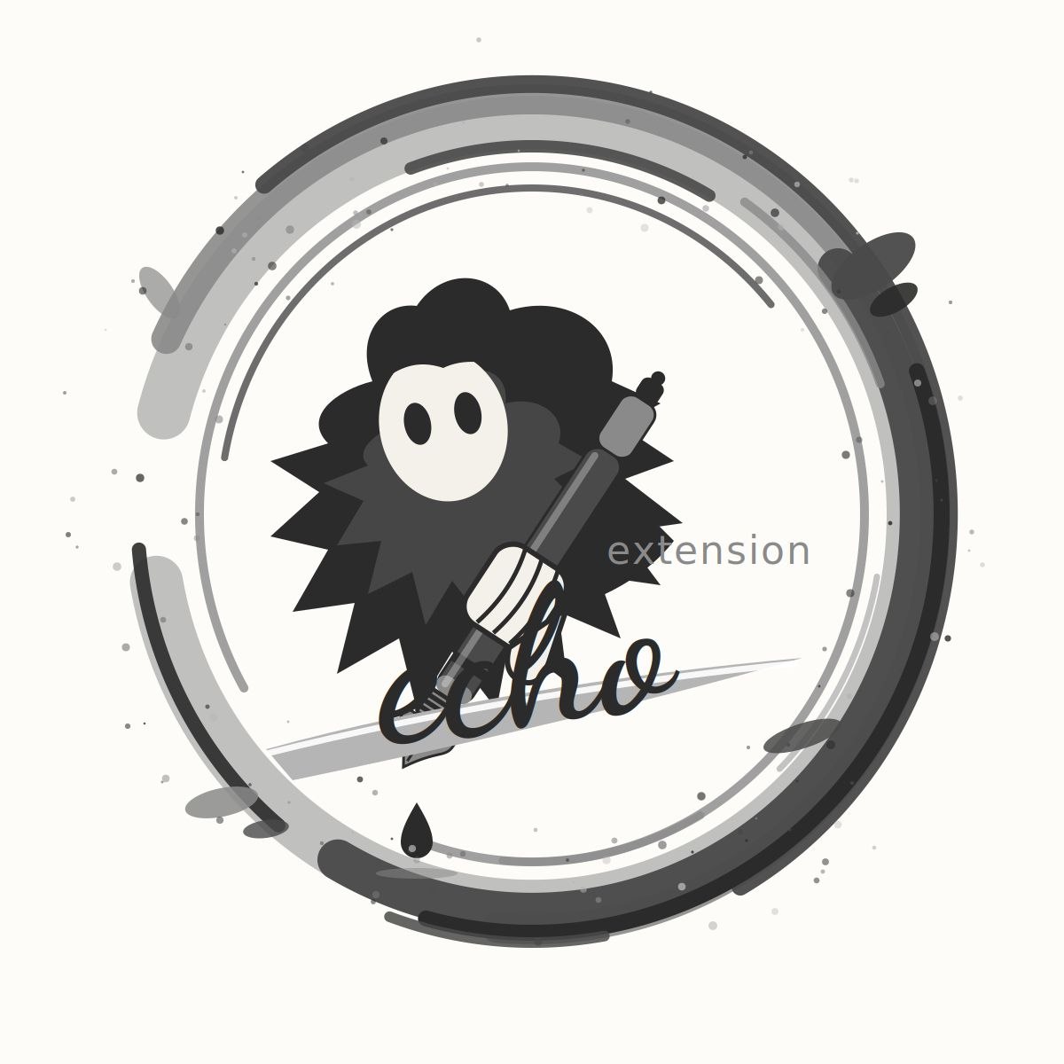 echo. mascot holding a brush